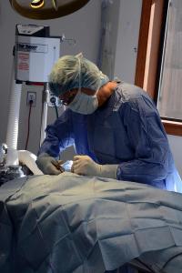 Doctor Counts getting ready for surgery. 